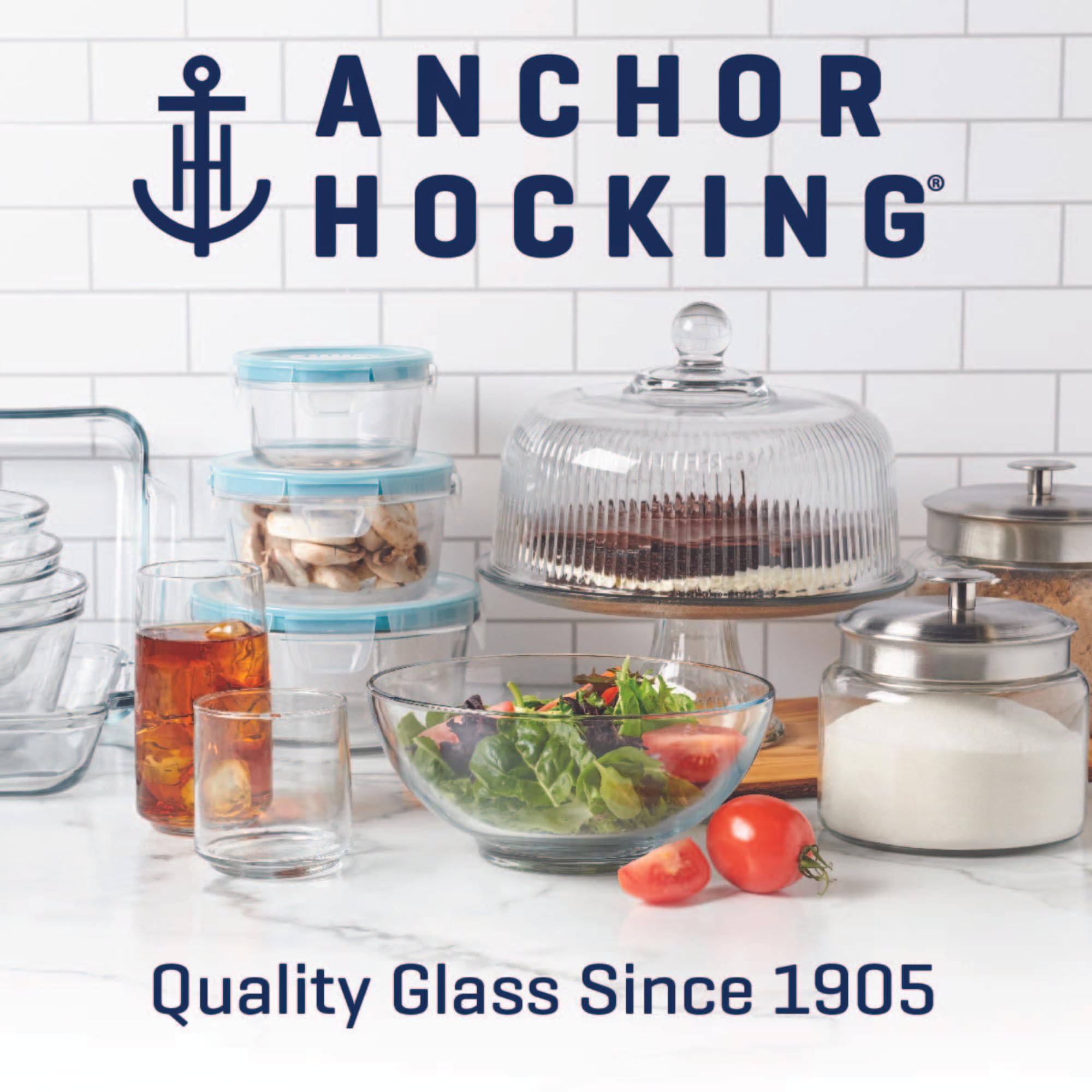 Anchor Hocking Heritage Hill 1 Gallon Glass Jar with Lid, Set of 2